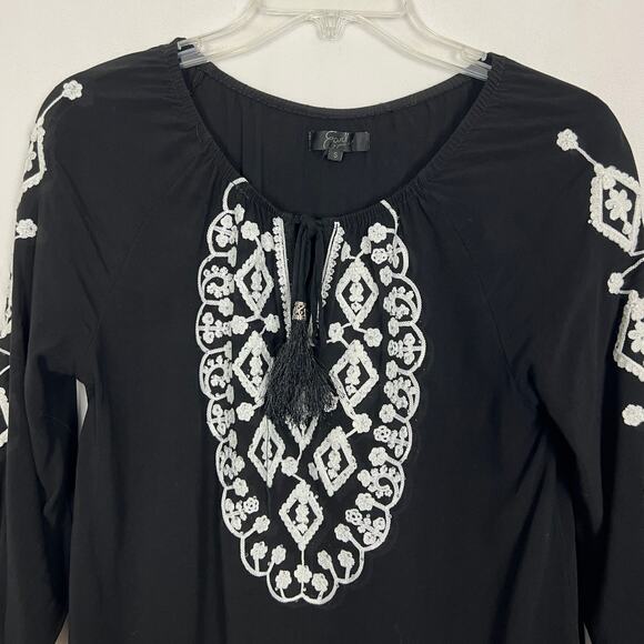 Earl Jeans Embroidered Sequin Top Womens Small Boho Peasant Fairygoth Flowy - Picture 3 of 12